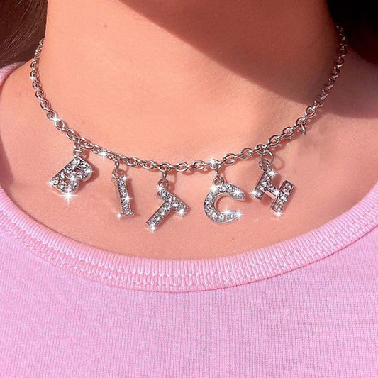 Letter Crystal Necklace Choker