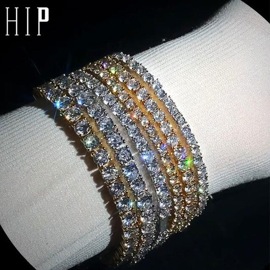 Hip Hop 3mm/4mm/5mm 1 Row Copper Tennis Bracelet Micro Pave Cubic Zircon Bling Mens Bracelet Jewelry 7inch 8inch