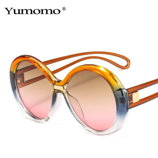 Oversized Round Women's Colored Oval Shades UV400