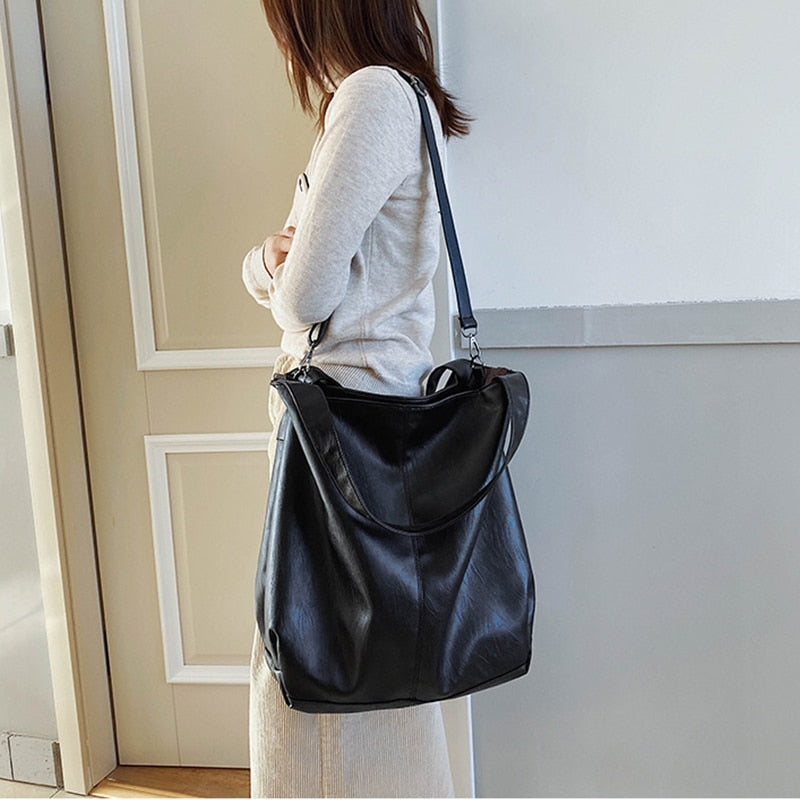 Soft Leather Large Capacity Handbag Tote Shoulder Bag