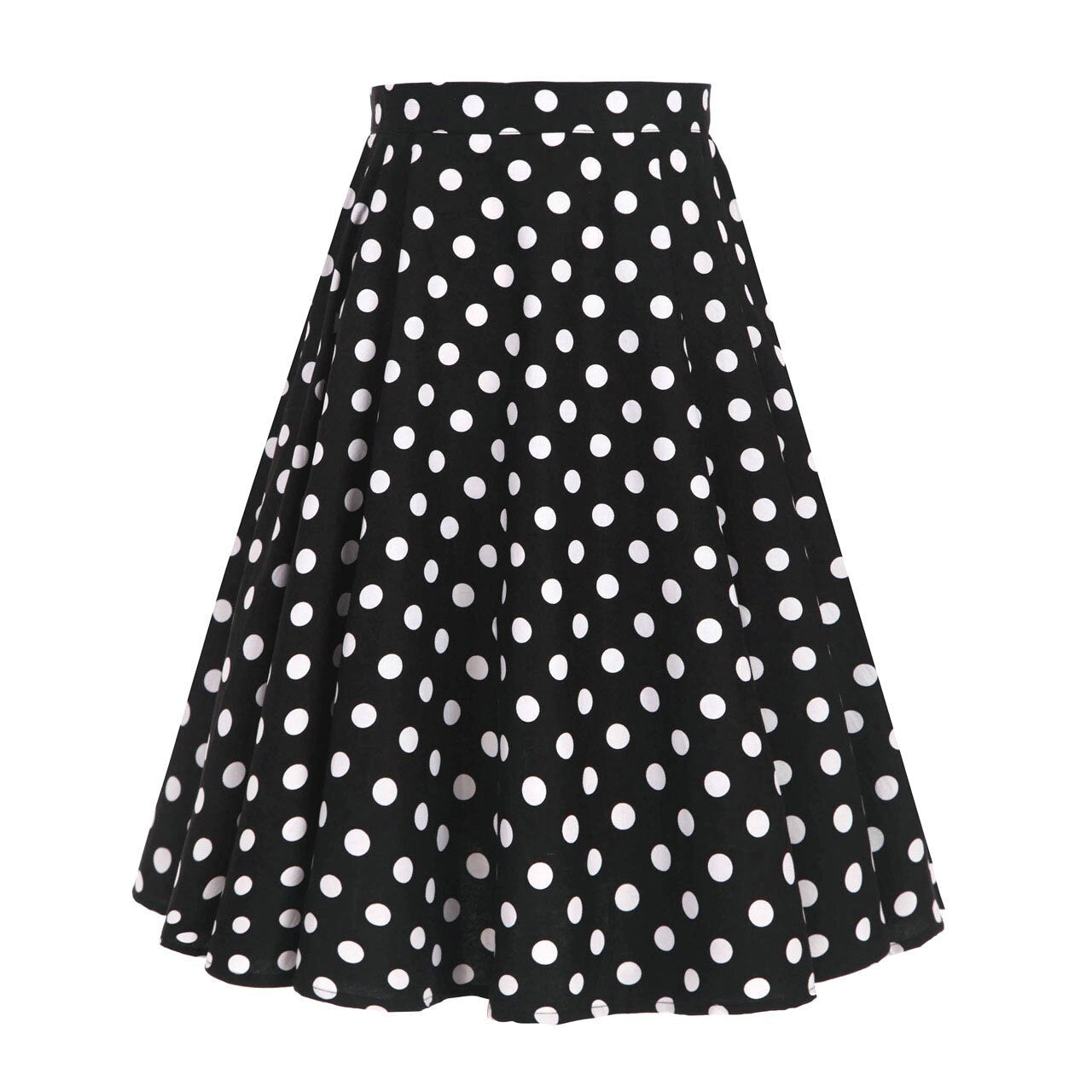 High Waist Skirt Cotton Womens Polka Dot Floral Print Swing Skirts