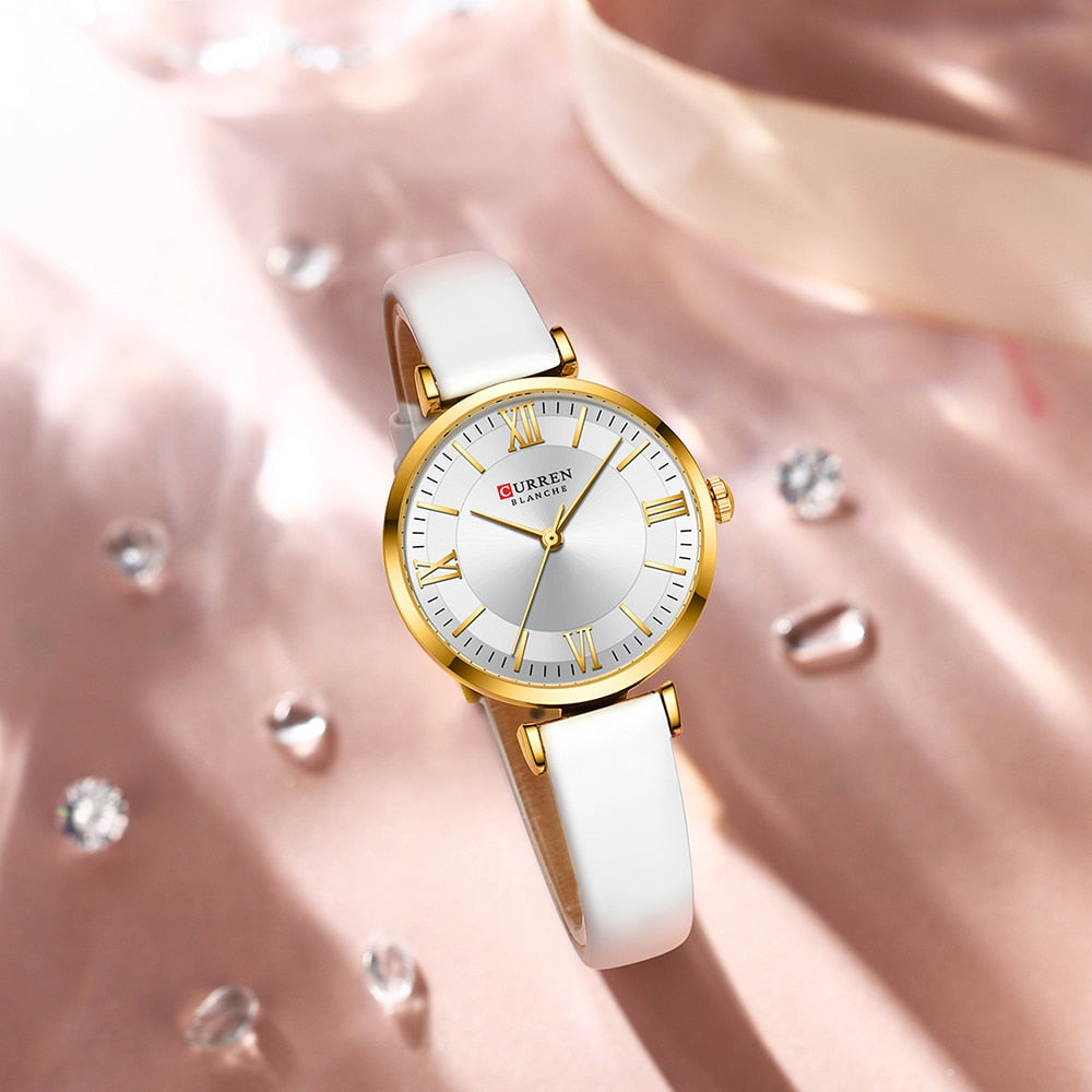 Round Quartz Leather Ladies Watches