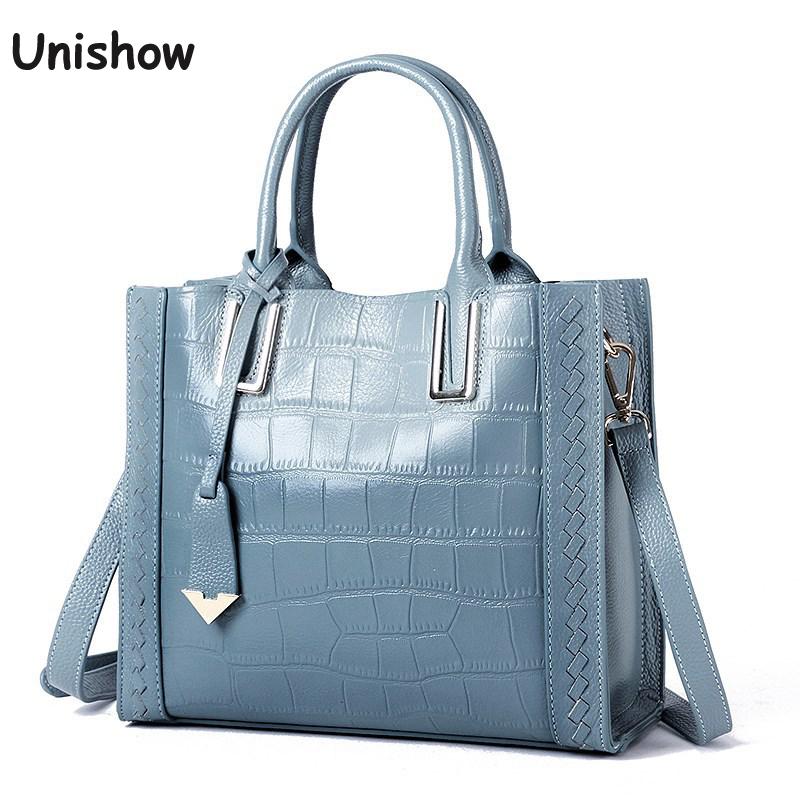 Stone Pattern Genuine Leather Leather Handbag