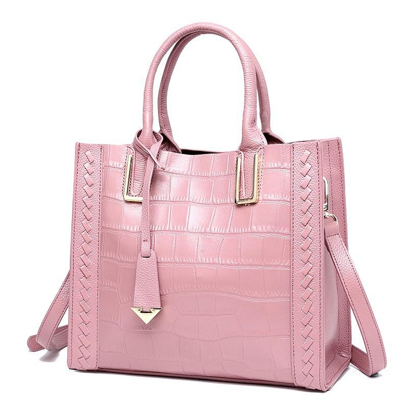 Stone Pattern Genuine Leather Leather Handbag