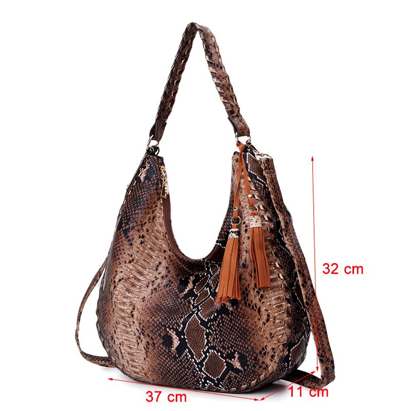 Snakeskin Women's Vintage Large Hobo Shoulder Bag Satchel Purse