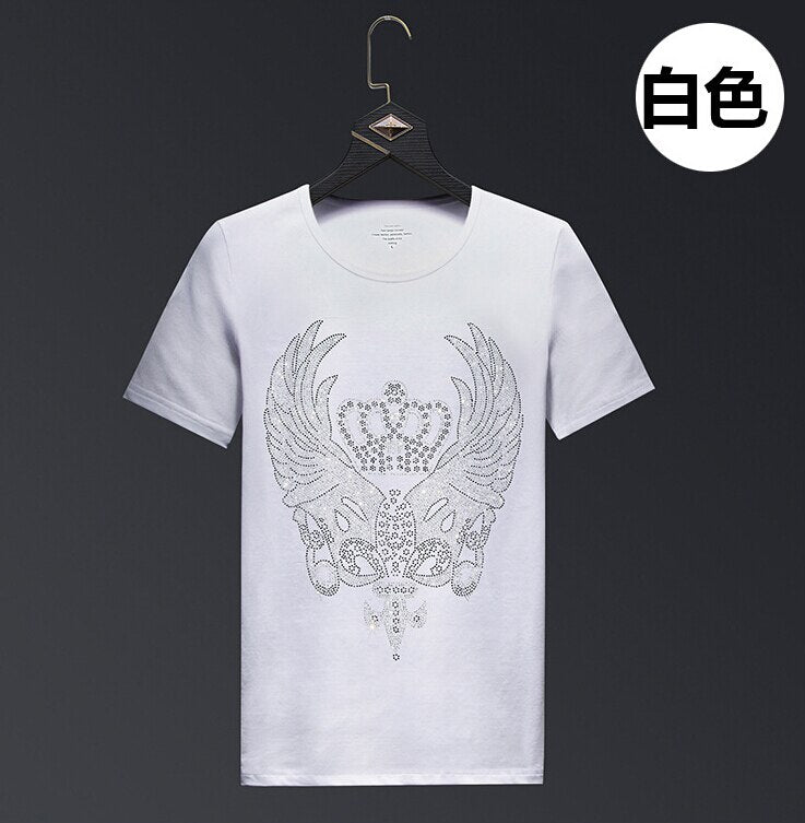 Men's Rhinestone Angel Wing/Crown T-Shirt