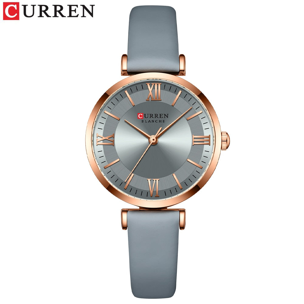 Round Quartz Leather Ladies Watches