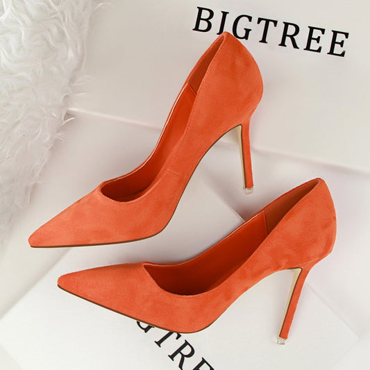 Solid Pointed Toe Stiletto High Heel Ladies Pumps