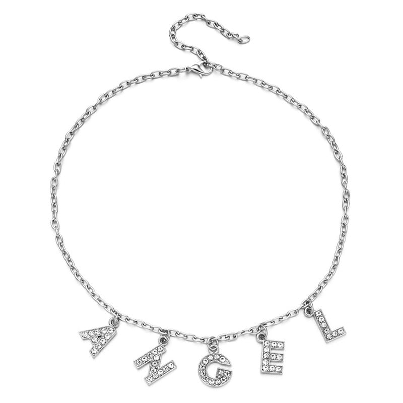 Letter Crystal Necklace Choker