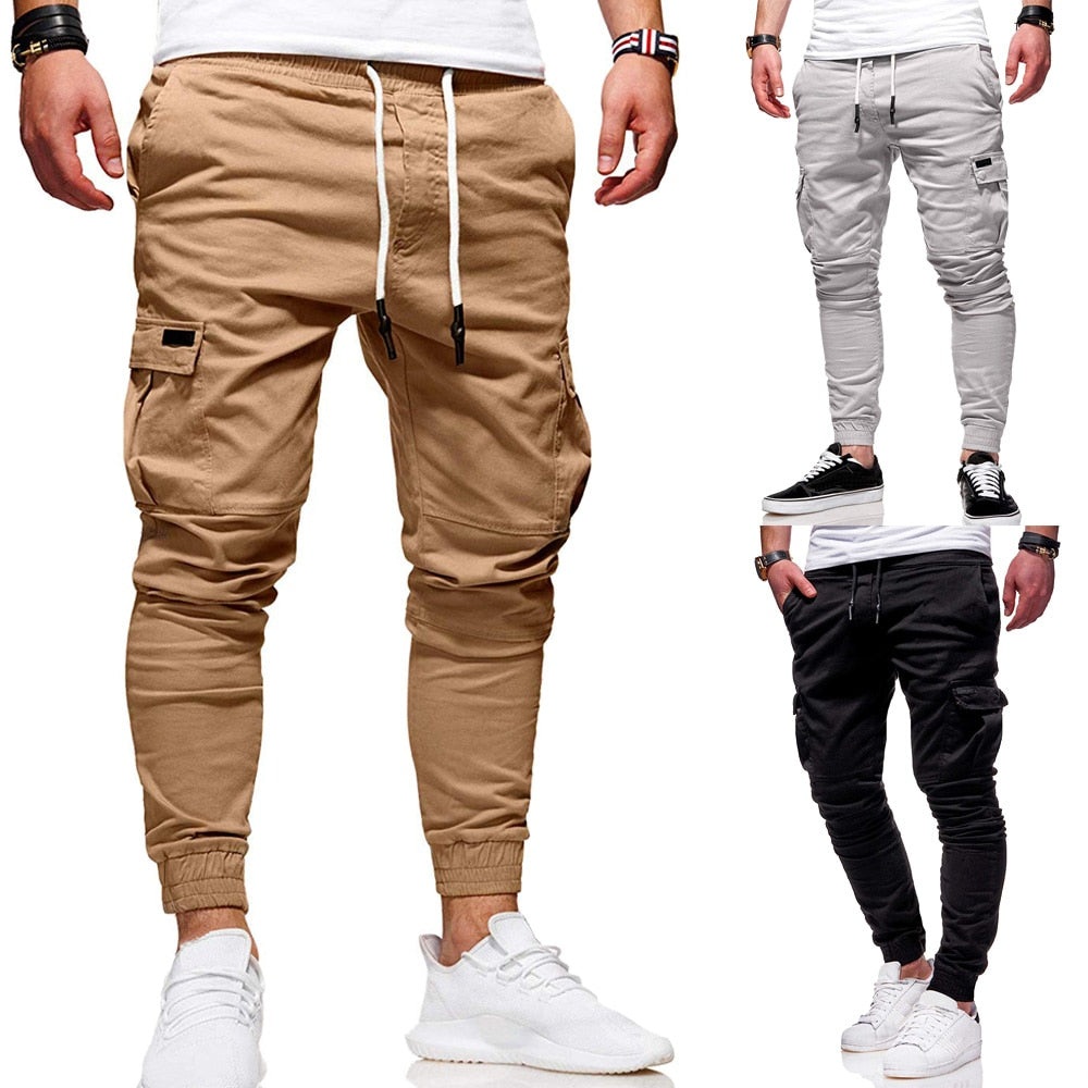 Men's Drawstring Skinny Fit Cargo Sweatpants