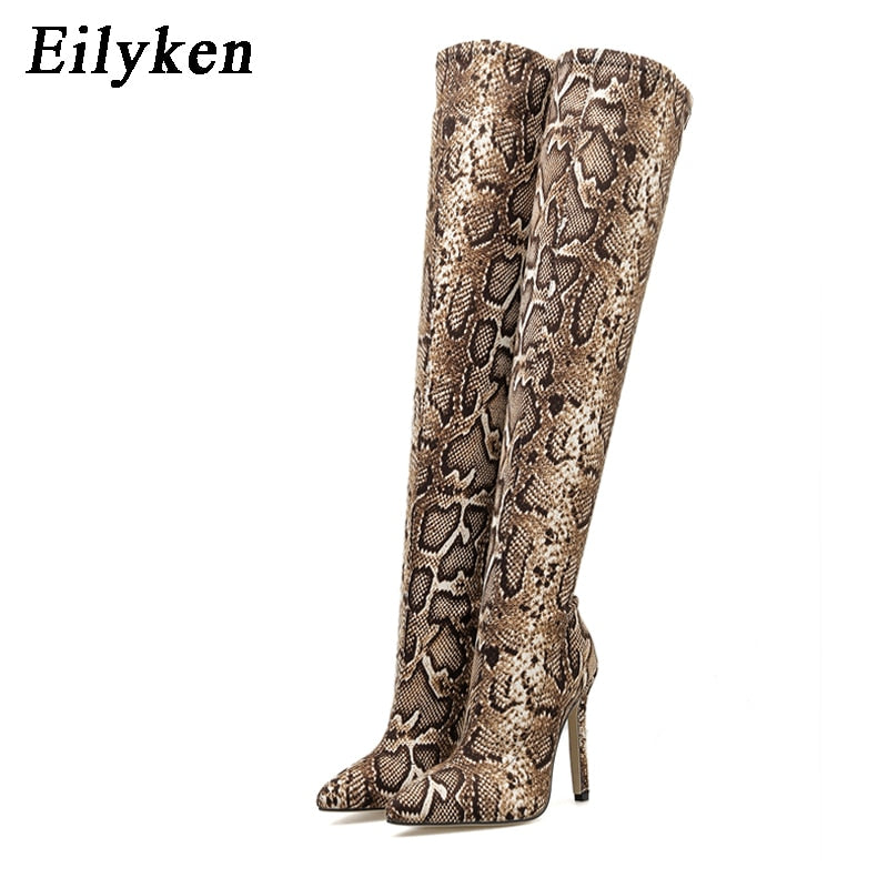 Over The Knee Women Boots Stretch High Heel Pointed Toe Boots