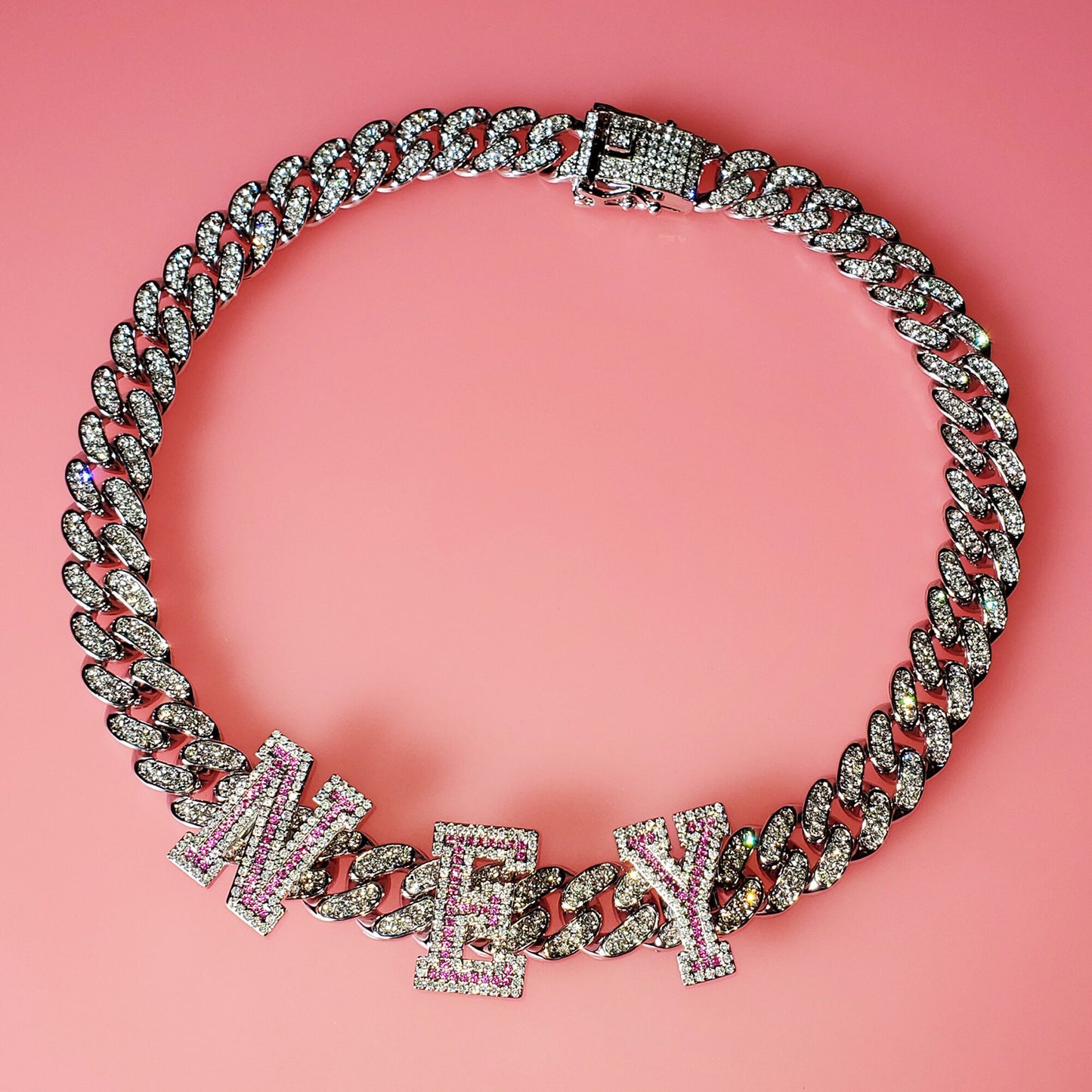 Iced Out Custom Letter Nameplate Choker Chain