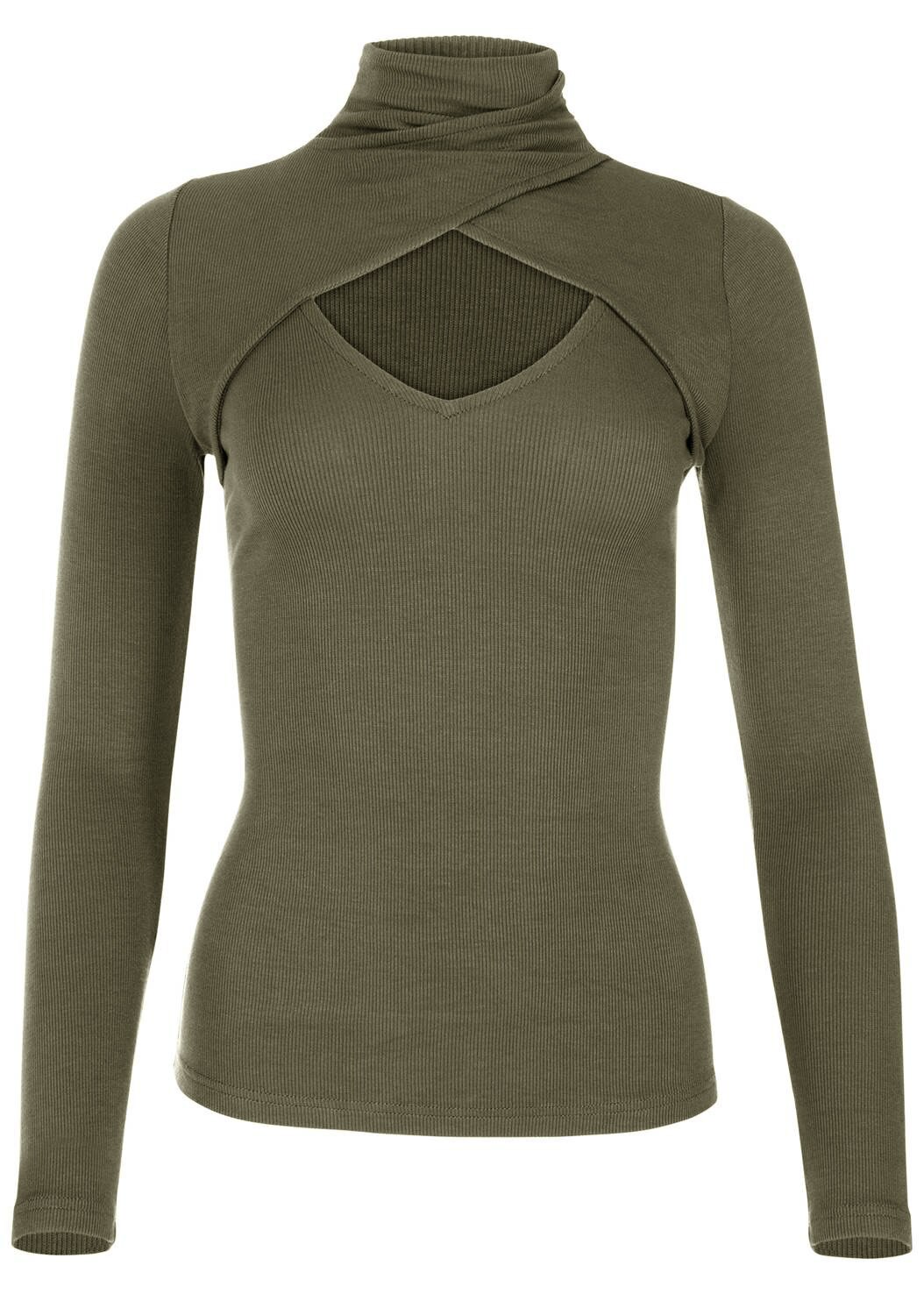 Threaded Slim Long Sleeve Hollow Out Knit Ladies Top