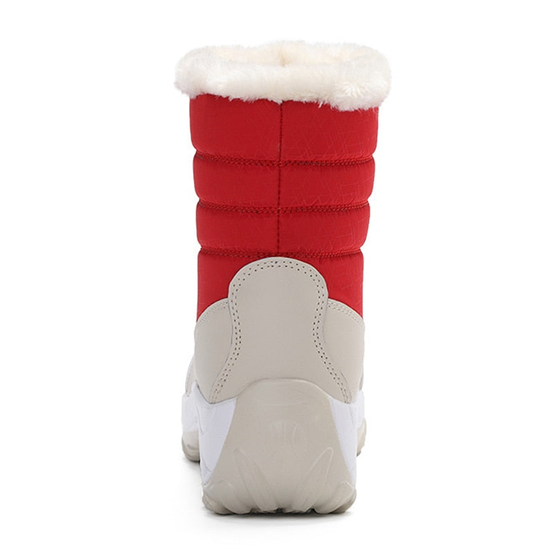 Colorblock Ladies Platform Plush Snowboots