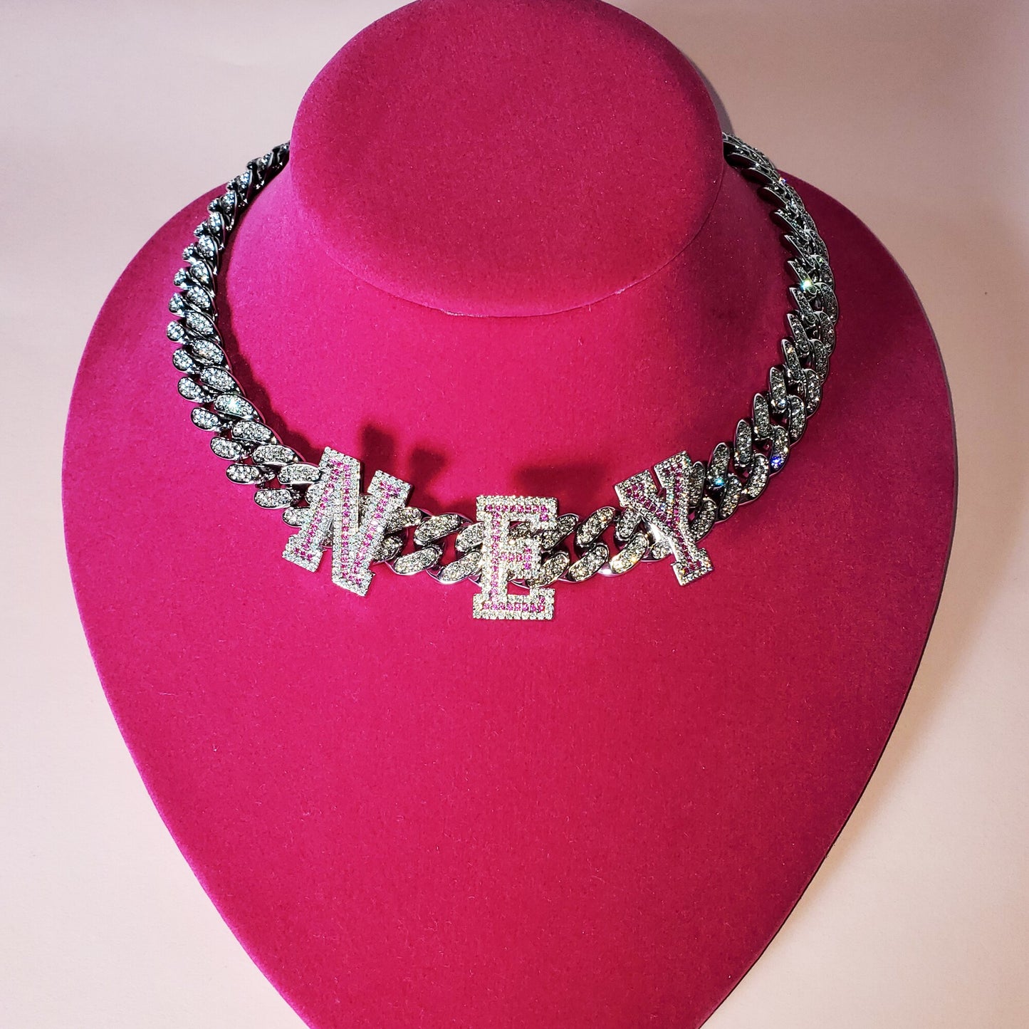 Iced Out Custom Letter Nameplate Choker Chain