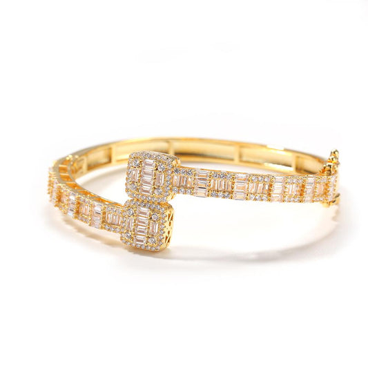 Custom Open Square Iced Out CZ Gold/Silver Bracelet