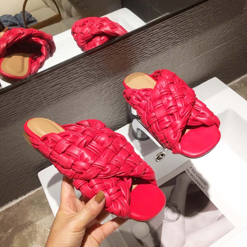 Weave Design Open Toe Flat Sandals