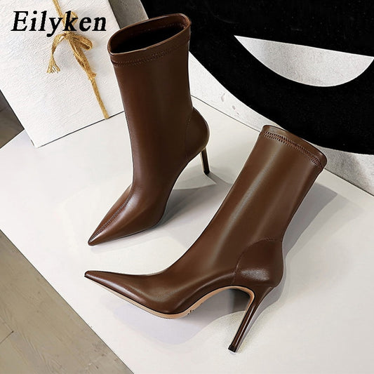 Soft PU Leather Pointed Toe Stiletto Ankle Boots