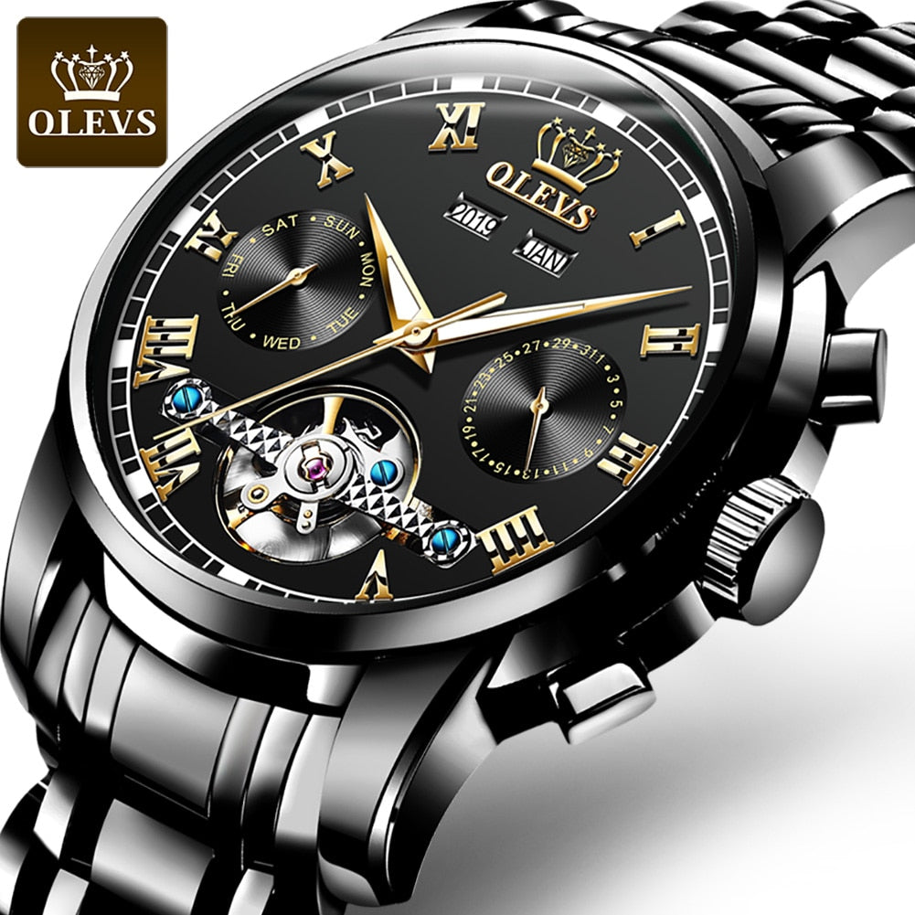 Automatic Self-Wind Mechanical Men Watches Stainless Steel Waterproof