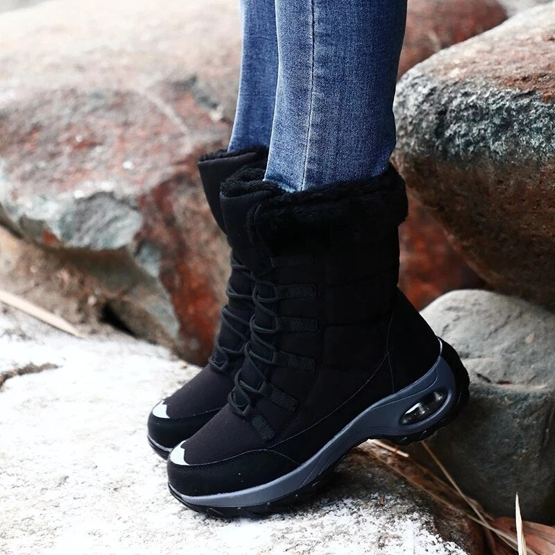 Waterproof Winter Women's Snow Fur Lined Non-Slip Ankle Snowboots