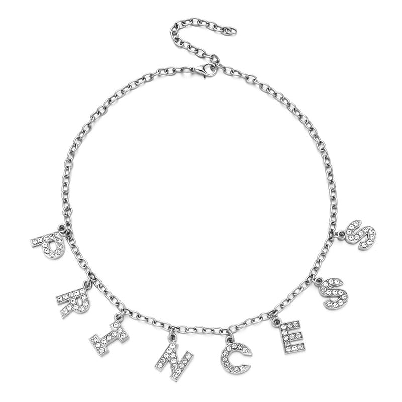 Letter Crystal Necklace Choker