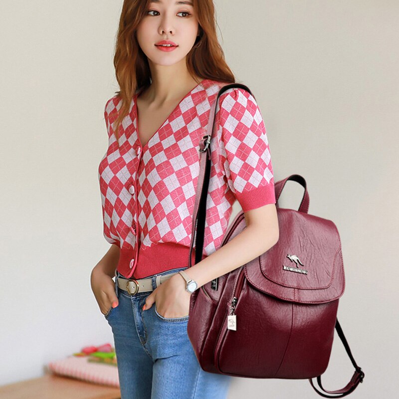 Women's Soft Leather Backpack Designer Shoulder Bag/Backpack