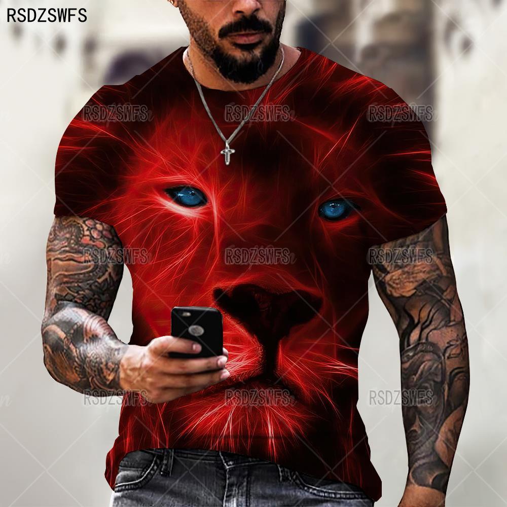 Lion Design O-Neck Short Sleeve Oversized T-Shirt