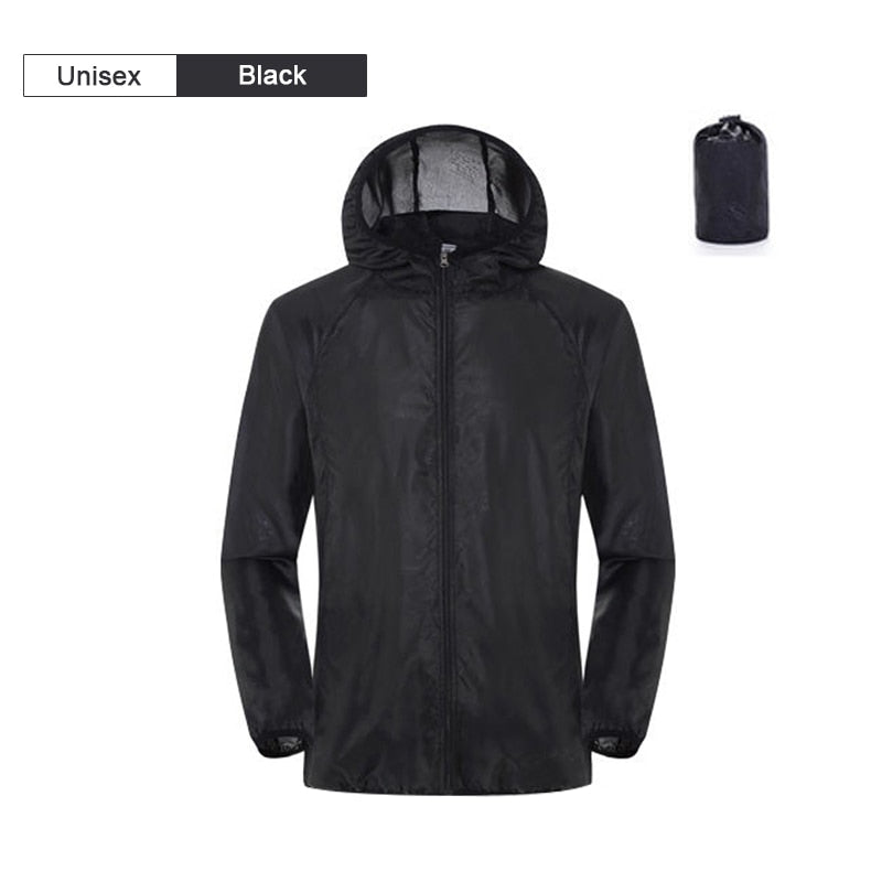 Unisex Hooded Ribbed Waterproof Rain Jackets w/ Pockets