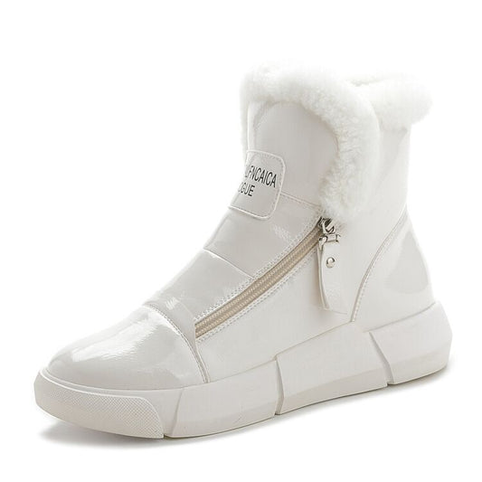 Patent Leather Waterproof Ankle Snowboots