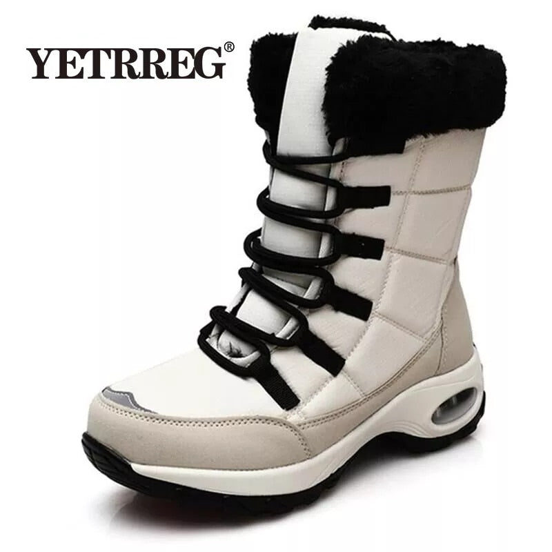 Waterproof Winter Women's Snow Fur Lined Non-Slip Ankle Snowboots