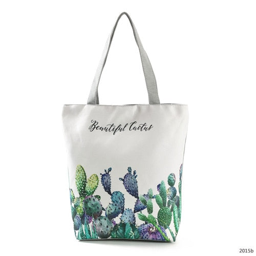 Floral Print Women Shoulder Canvas Shopping Tote Bag