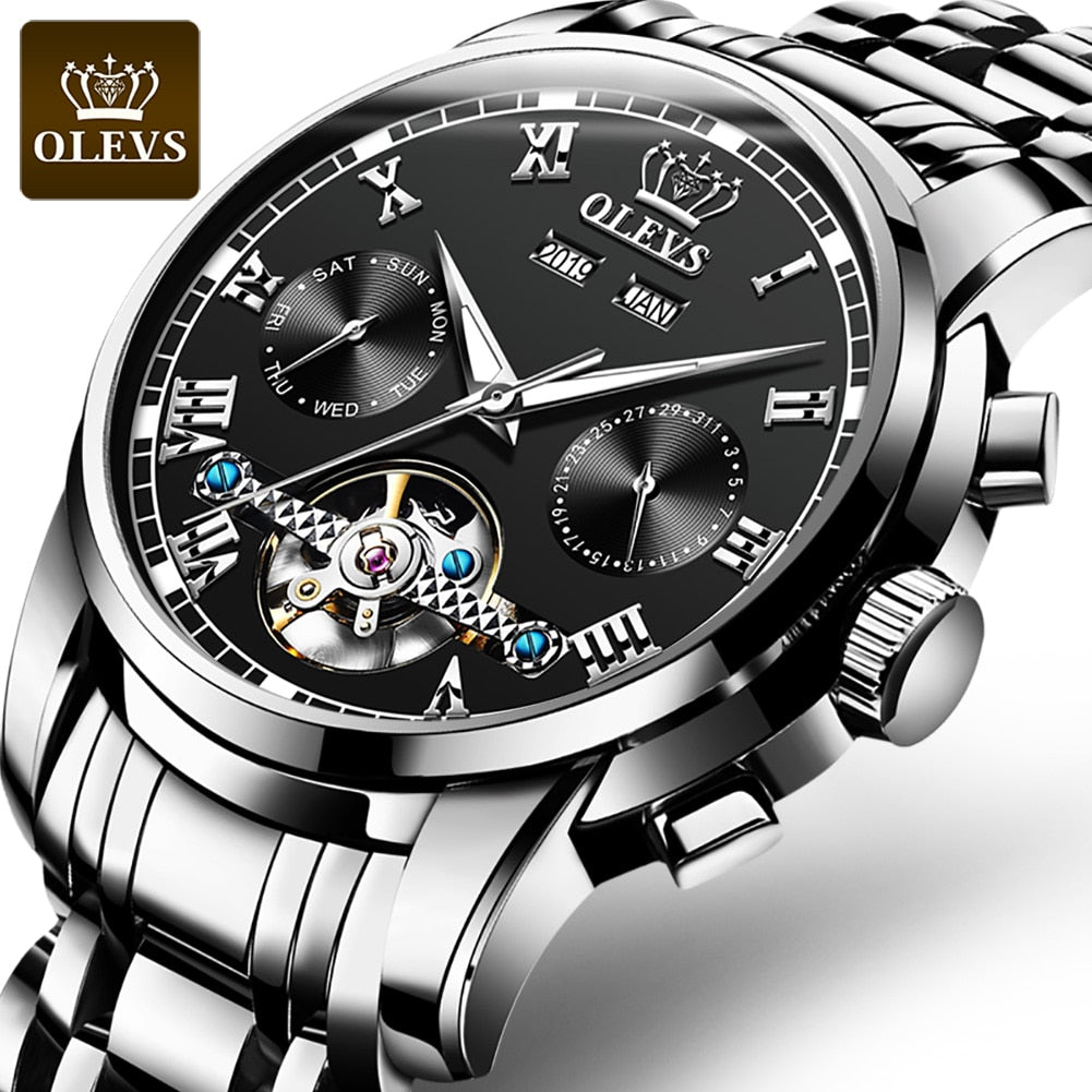 Automatic Self-Wind Mechanical Men Watches Stainless Steel Waterproof