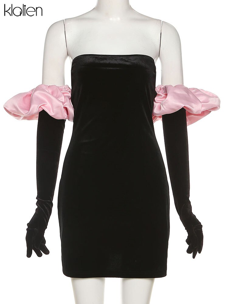 Strapless Mini Bodycon Dress w/ Balloon Gloves