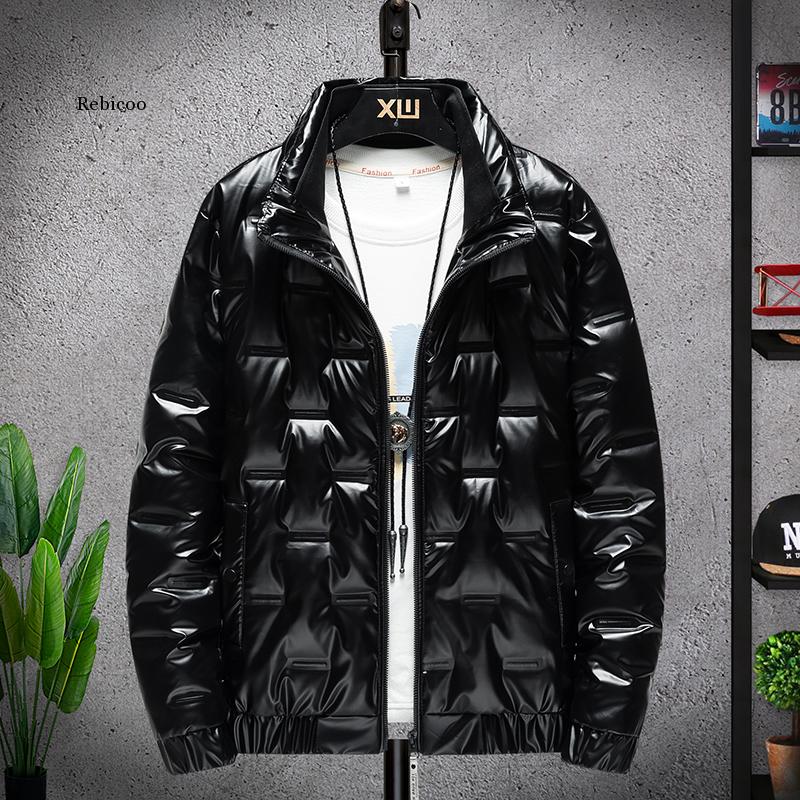 Men's Shiny Collar Warm Bomber Parka Waterproof Jacket