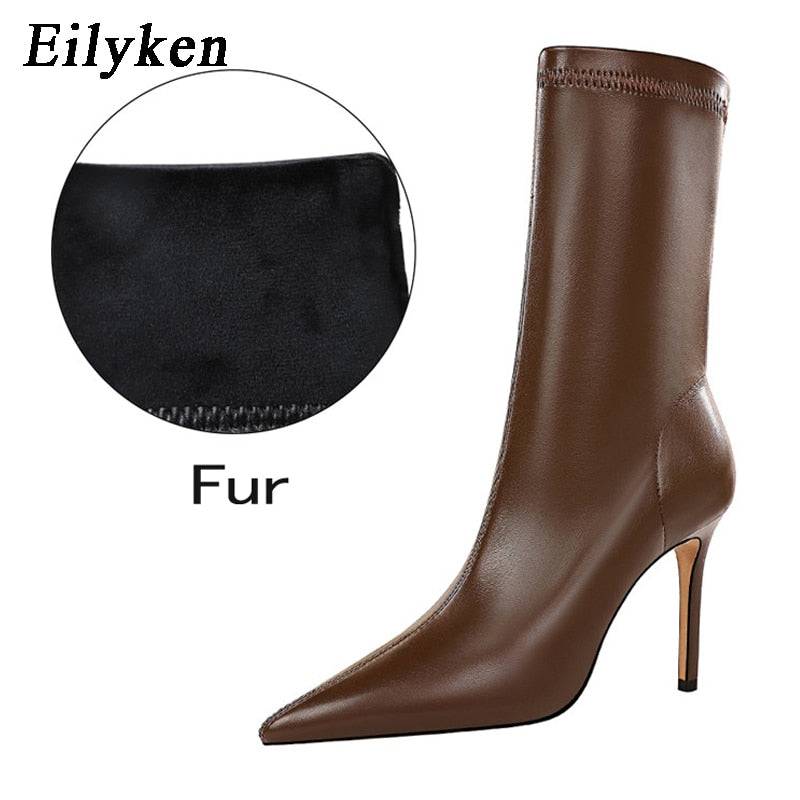 Soft PU Leather Pointed Toe Stiletto Ankle Boots