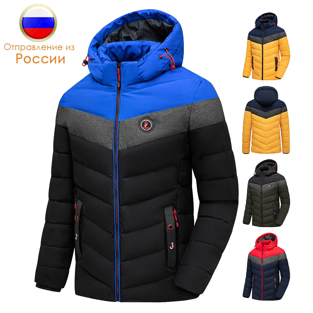 Hooded Men's Colorblock Waterproof Jacket