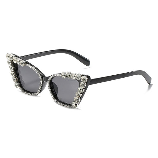 Diamond Cat Eye Vintage Punk Rhinestone Sun Glasses Female Luxury Brand Designer Eyewear UV400