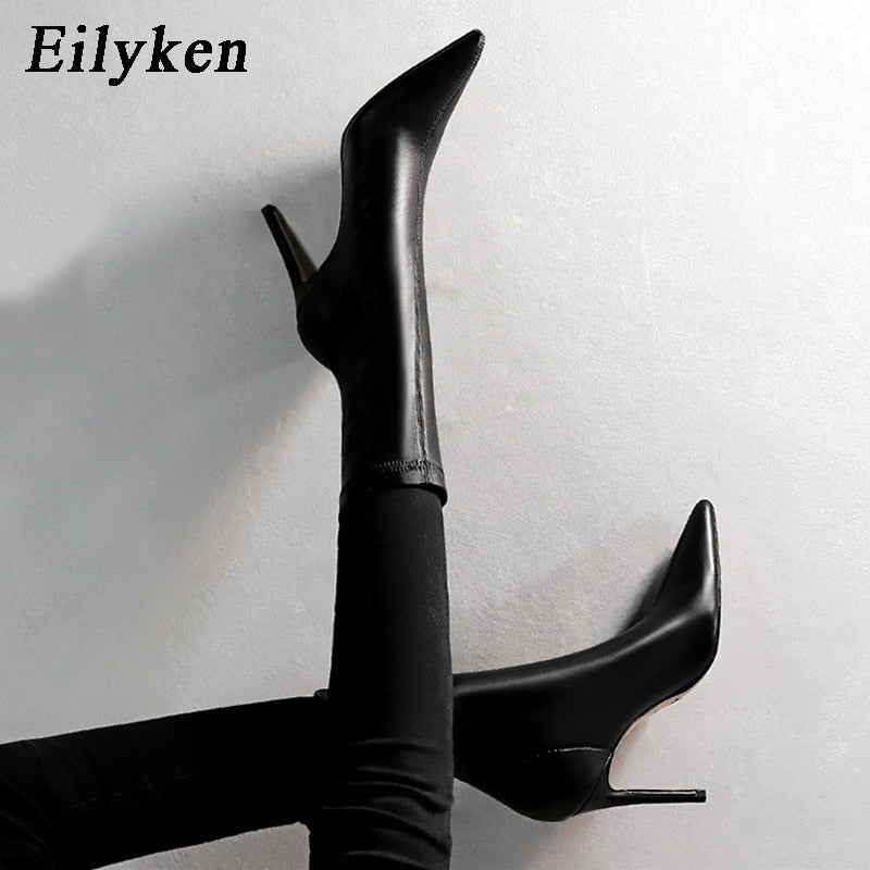 Soft PU Leather Pointed Toe Stiletto Ankle Boots