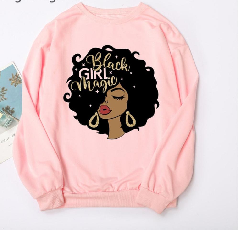 Black Woman Graphic Print Hoodie Sweatshirts