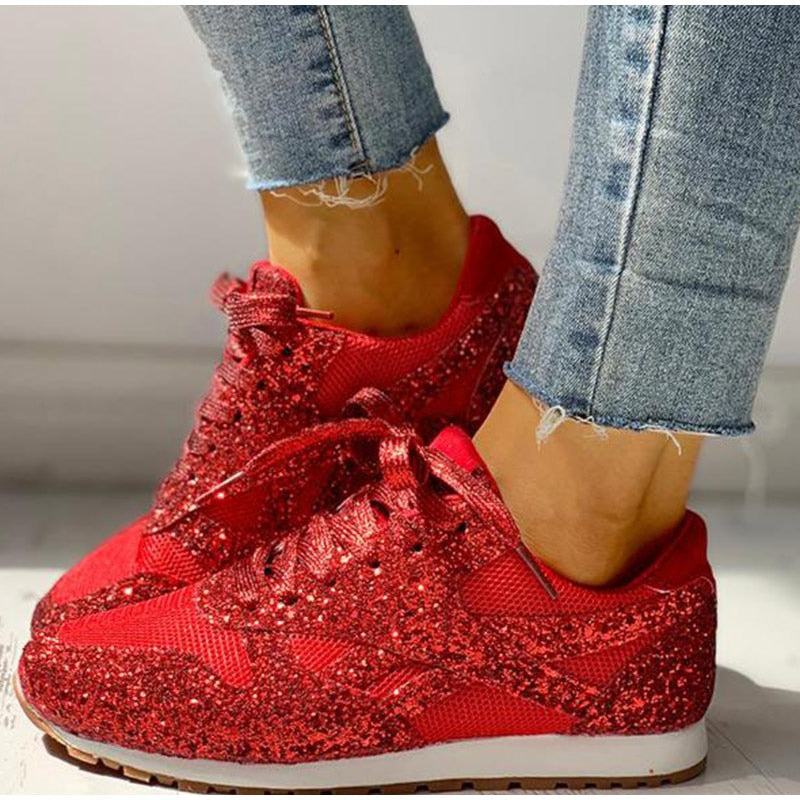 Glitter Vulcanized Ladies Sneakers