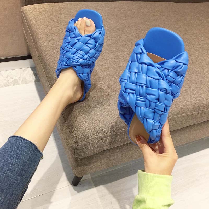 Weave Design Open Toe Flat Sandals