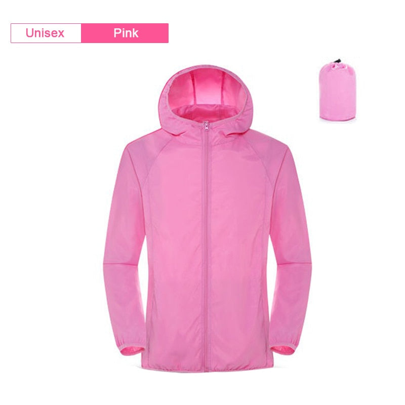 Unisex Hooded Ribbed Waterproof Rain Jackets w/ Pockets