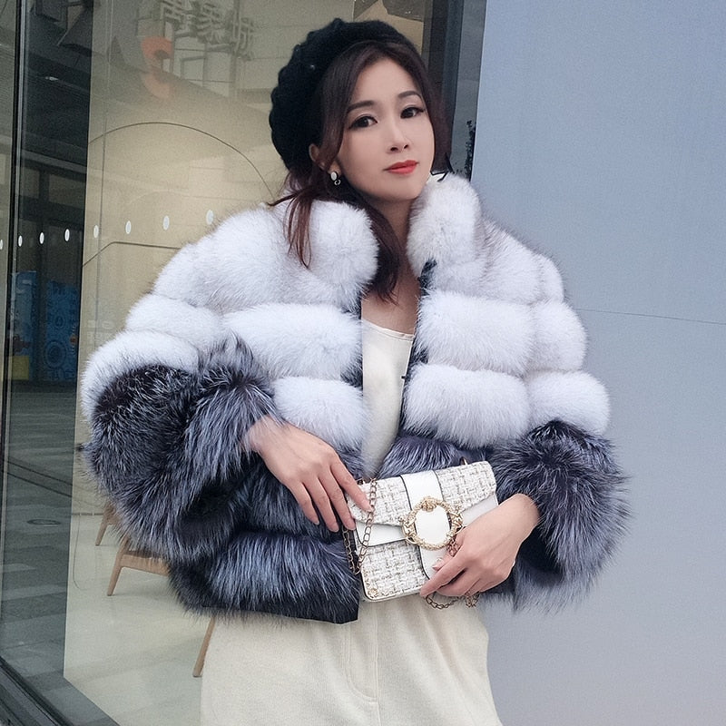 Genuine Ladies Short Real Fox Fur-Vests, Coats & Hooded Jackets