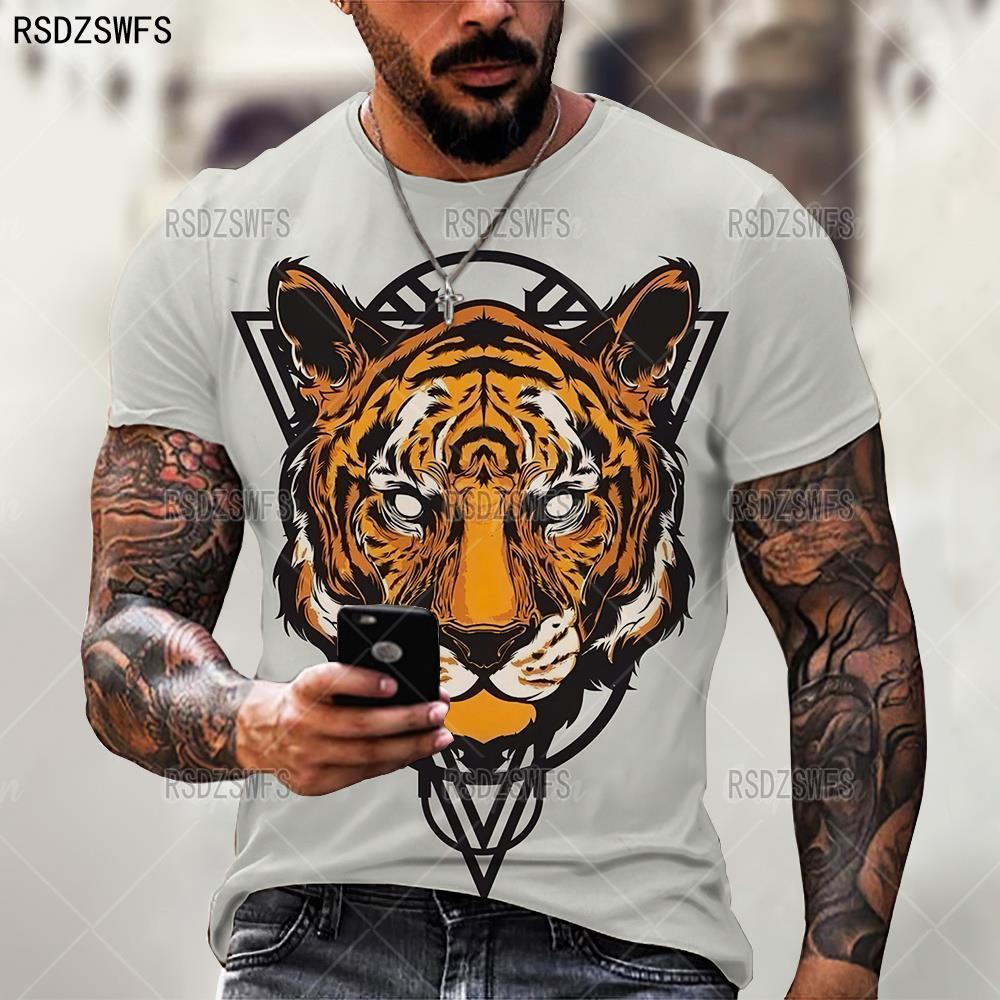 Lion Design O-Neck Short Sleeve Oversized T-Shirt