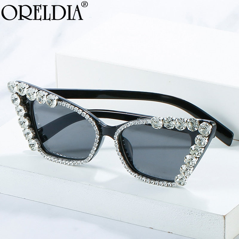 Diamond Cat Eye Vintage Punk Rhinestone Sun Glasses Female Luxury Brand Designer Eyewear UV400