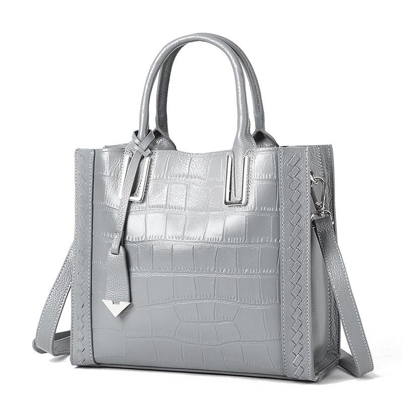 Stone Pattern Genuine Leather Leather Handbag