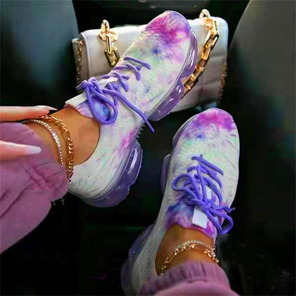 Multicolored Pastel Tie-Dye Women's Stretch Vulcanized Sneakers