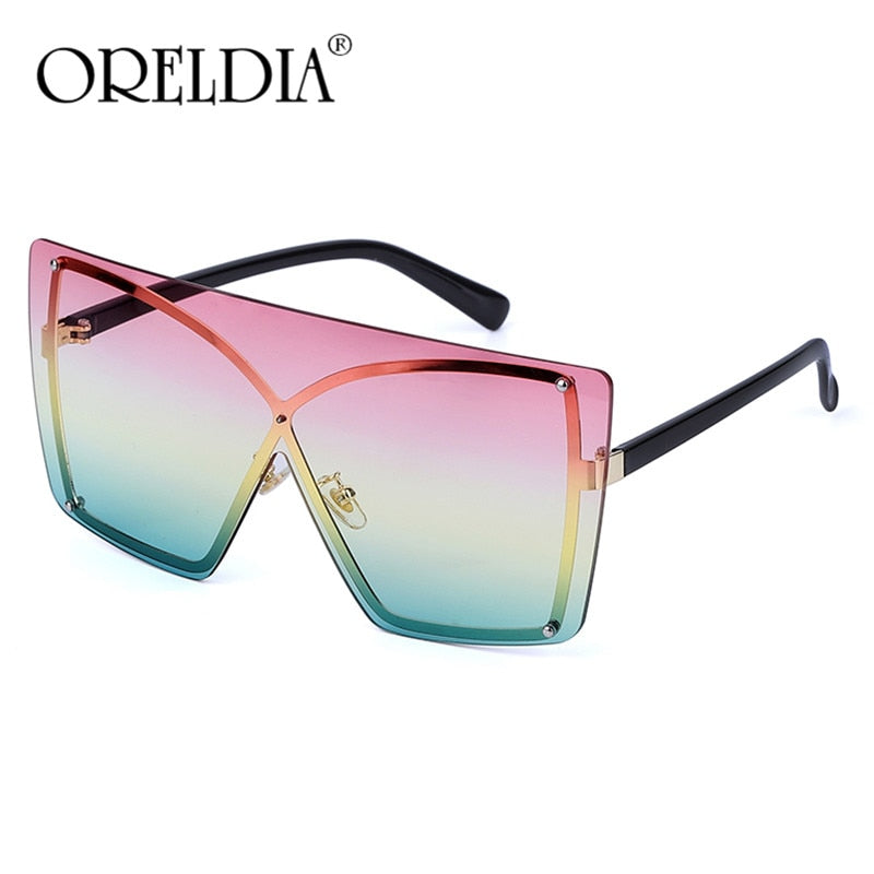 Oversized Rimless Square Sunglasses Metal UV400