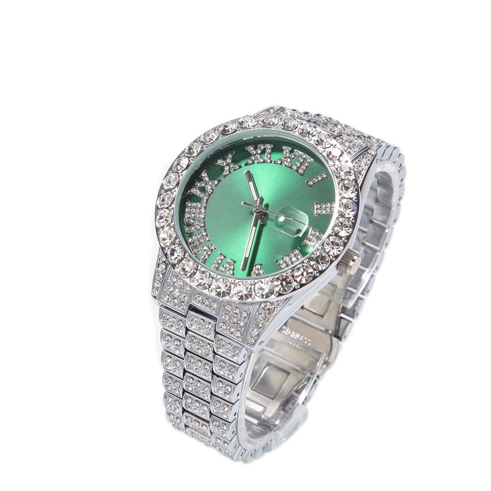 Big Dial Full Iced Out Colored Stainless Steel Men's Watches