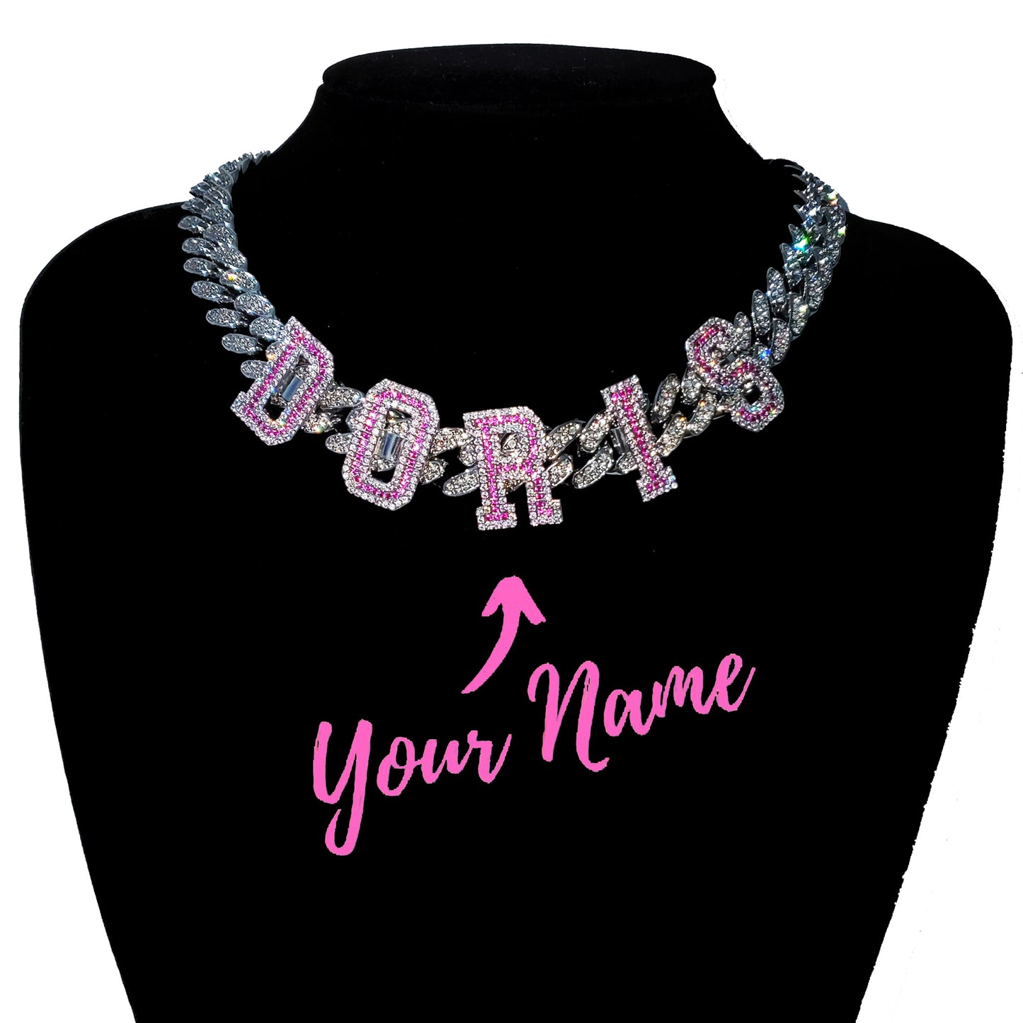 Iced Out Custom Letter Nameplate Choker Chain